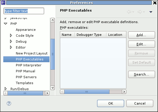 Eclipse PDT: Préférences PHP